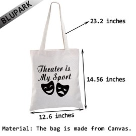 BLUPARK Acting Inspired Gift Theatre Canvas Tote Bags Theater is My Sport Reusable Shopping Bag for Performance Actress Actors (Theater is My Sport)
