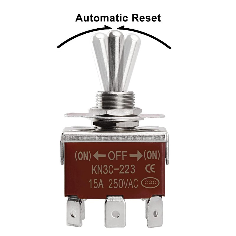 Baomain Momentary Toggle switch (ON)-OFF-(ON) 6 Pins 3 Positions DPDT