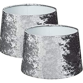 Matchless Set of 2 Antique Modern Velvet Effect Lampshade Light Shade Dual Purpose for Table Lamp and Floor Lamp, Bedroom, Living Room, Wedding or Party Decoration Living Room-Silver 9 inches