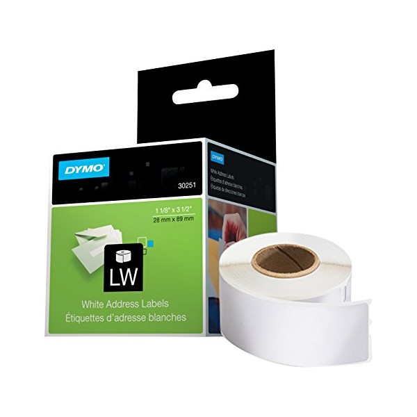 DYMO Authentic LW Mailing Address Labels | DYMO Labels for LabelWriter Label Printers (1-1/8" x 3-1/2"), 2 Rolls of 130 (260 Total)