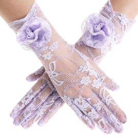 BABEYOND Lace Gloves Women - Floral Opera Gloves Stretchy Elegant Tea Party Accessories for Wedding Prom Evening Party