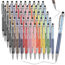 Sinmoe 20 Pcs Employee Motivational Quotes Pens with Stylus Tip 2 in 1 Crystal Diamond Retractable Inspirational Ballpoint Pen Black Ink Crystal Pens for Adults Nurse Teacher School Office Graduation