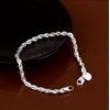 Adjustable Sterling Silver Rope Chain Style Bracelet - Gift For