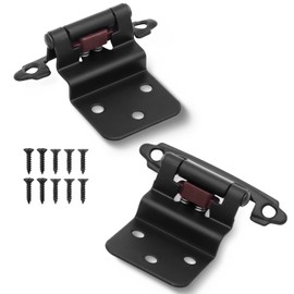 3/8 Inch Inset Cabinet Hinges Matte Black,Offset Self Closing Cabinet Hardware Hinges for Kitchen/Bathroom/Furniture Cabinets & Doors,Flush Face Mount Cupboard Hinges(4 Pack)
