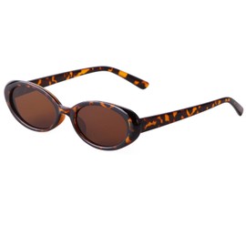 Laurinny Vintage Oval Sunglasses 90s Retro Oval Sunglasses for Men and Women Trendy Sun Glasses Eyewear(Leopard/Brown)