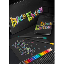 Faber-Castell 116413 Blackwood Colouring Pencils, Black Edition, 12-Piece Metal Case