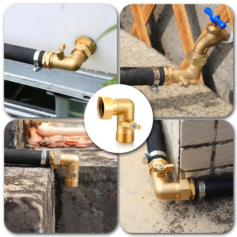 YELUN Garden Hose Elbow with Shut Off Valve 90 Degree