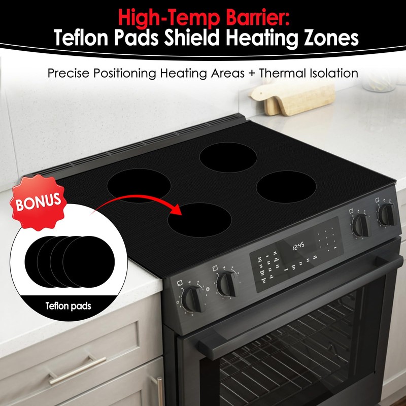 KitchenRaku Induction (Magnetic) Cooktop Protector Mat, Black, 20.4x30.7in