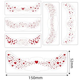 Face Glitter Makeup Patches, 6 Piece Waterproof Freckle Stickers, Red Hearts Stars and Butterflies Design Glitter Freckles Face Tattoo