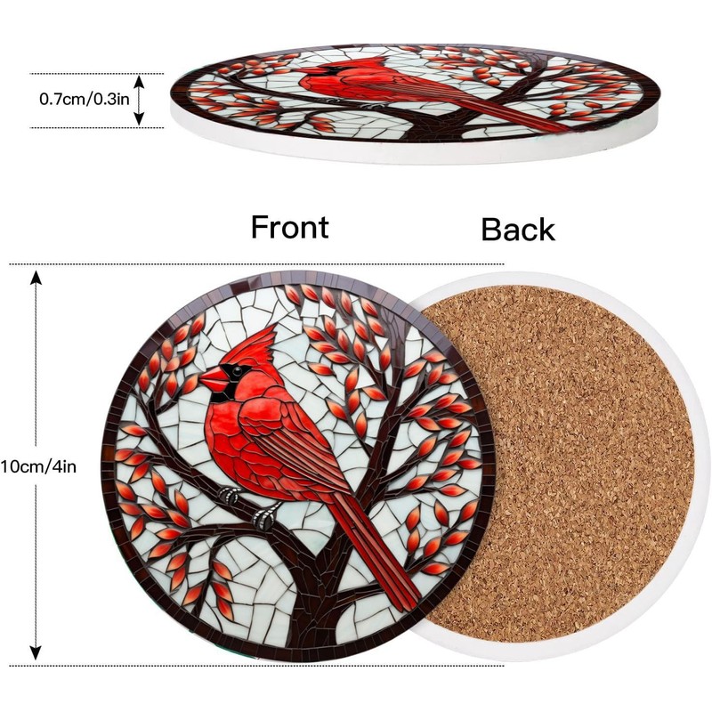 Dragonfly and Lotus 4 Pcs Ceramic Coasters for Drinks Absorbent