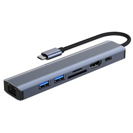 Bolwins Q18CS USB-C Hub 7-in-1, USB Type-C to HDMI 4K, SD/TF Card Reader, 2 x USB 3.0 Ports, Ethernet RJ45 Port, Compatible with MacBook Pro/Air and Other Type-C Devices