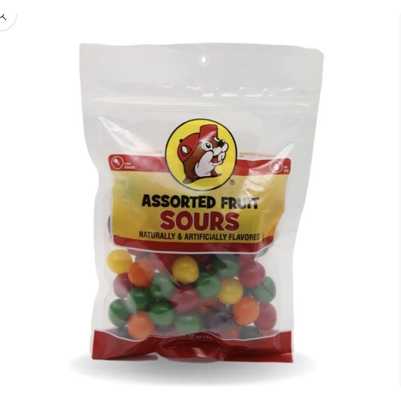 Buc-ee's Fruit Sours - Cool Candy Balls Resealable Bag (Assorted,