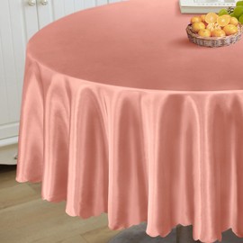 Homiest 1 Pack 84 Inch / 7ft Round Tablecloth Satin Table Cover, Rose Gold Table Cloth Overlay Bright Table Decorations, Silky Satin Dining Table Cloths for Wedding Reception Graduation Banquet