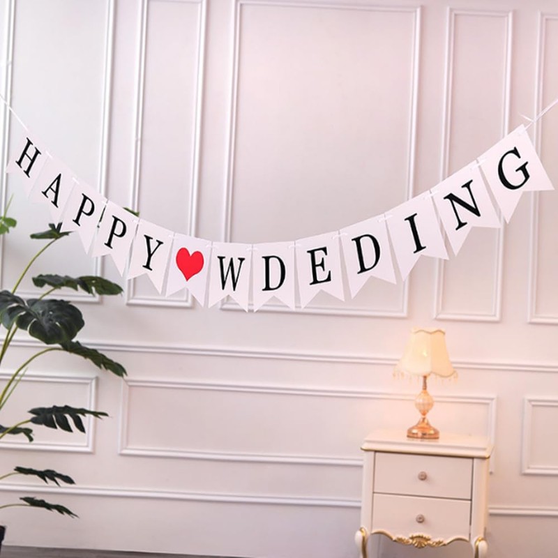Wedding Garland, Set of 2, Wedding Party Banners, Happy Wedding/Just