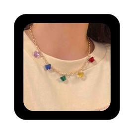 Cimenexe Bohemian Rainbow Butterfly Choker Necklace Colorful Acrylic Butterfly Pendant Necklace Gold Butterfly Collar Necklace Minimalist Butterfly Chain Necklace Jewelry for Women