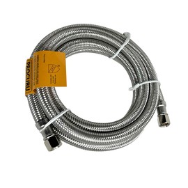PROCURU 2-Pack 8-Ft Refrigerator Icemaker Hose 1/4" Comp x 1/4" Comp, Universal Refrigerator Connector for All Brands, Stainless Steel Braided Water Supply Line, Certified Safe