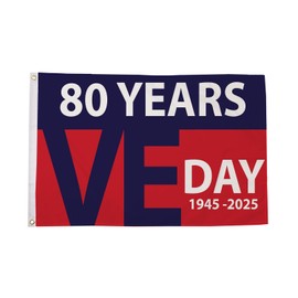 Flagtex VE Day Flag 2025 (C) Commemorative Flag, VE Day Flag, Memorial Flag, Vintage Flag, VE Day Decorations, British Flag, Historical Flag (5ft x 3ft (150cm x 90cm))