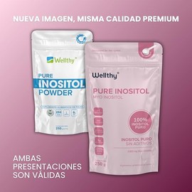 Wellthy 100 Myo Inositol Polvo 250g Solo Ingrediente Azúcar Sodio Natural 250 Servicios Por Envase Incluye Scoop Bottle Free