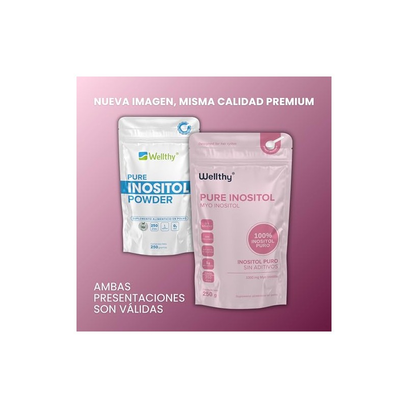 Wellthy 100 Myo Inositol Polvo 250g Solo Ingrediente Azúcar Sodio