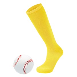 Century Star Girls Soccer Socks Kids Softball Socks Knee High Sock for Toddler Baseball Sock Long Sport Stockings, Solid Yellow, 9-12 Years