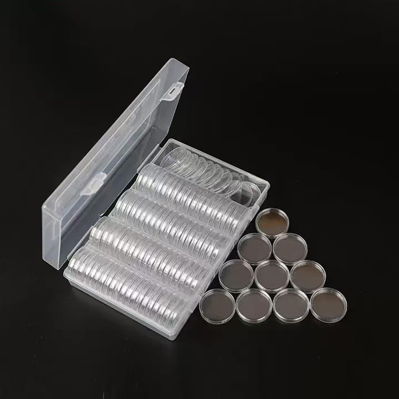 100 Pcs 30mm Coin Capsules with 5 Sizes EVA Foam
