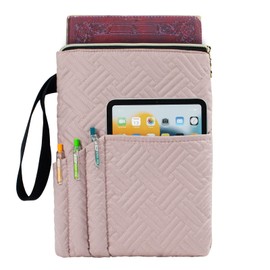 APLUFINE Book Sleeve with Zipper, 11"X9" Padded Book Protector, Washable Quilted Book Covers for Paperbacks, Book Pouch with Pockets, Book Lover Gifts