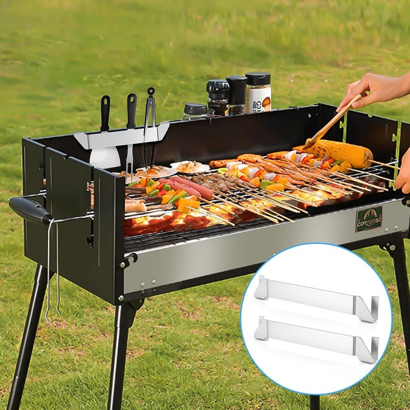 2Pcs Stainless Steel Griddle Spatula Stand with 4 Screws, Grill