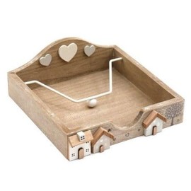 Gainsborough Giftware Wooden Napkin Holder - Hearts and Houses Design - Lovely Gift Idea