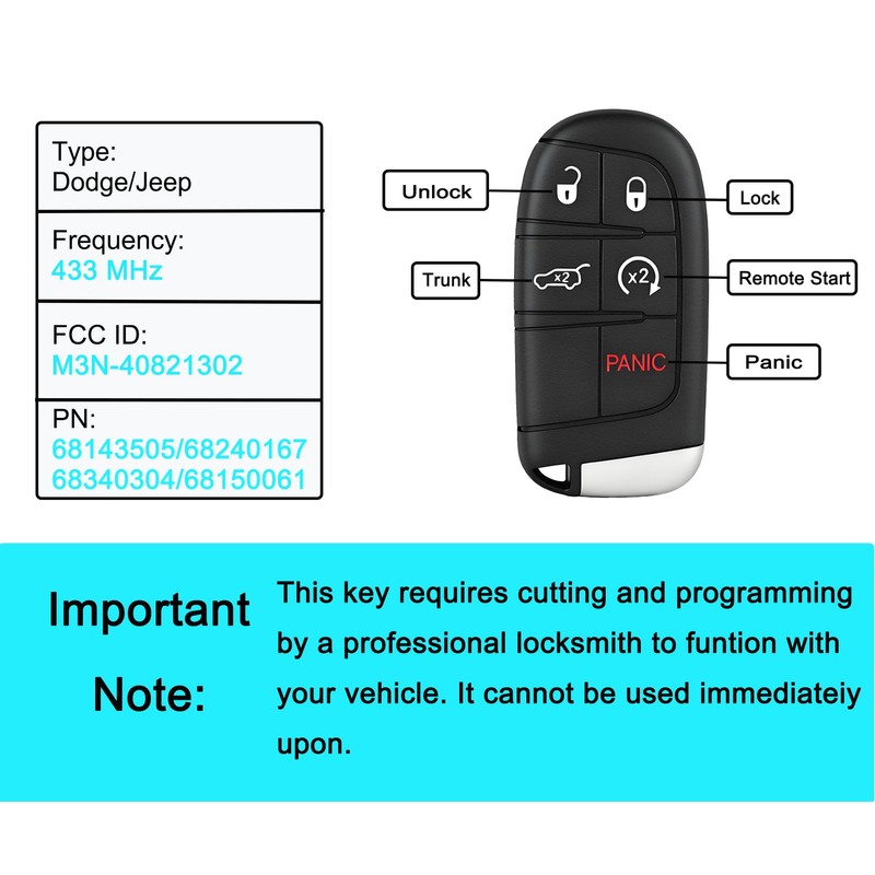 Smart Key Fob for Jeep Grand Cherokee 2014-2022, YIKEBALOG Keyless