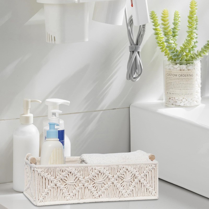Sporgo Pack of 2 Macrame Storage Baskets: Boho Storage Basket