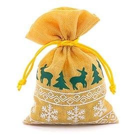 Paper Mart 12ea - 8 X 10 Gold Christmas Faux Linen Bags