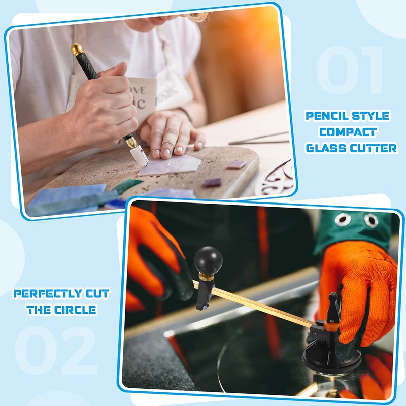 Mudder 6 Pieces Glass Cutter Tool Set Includes Pencil Style