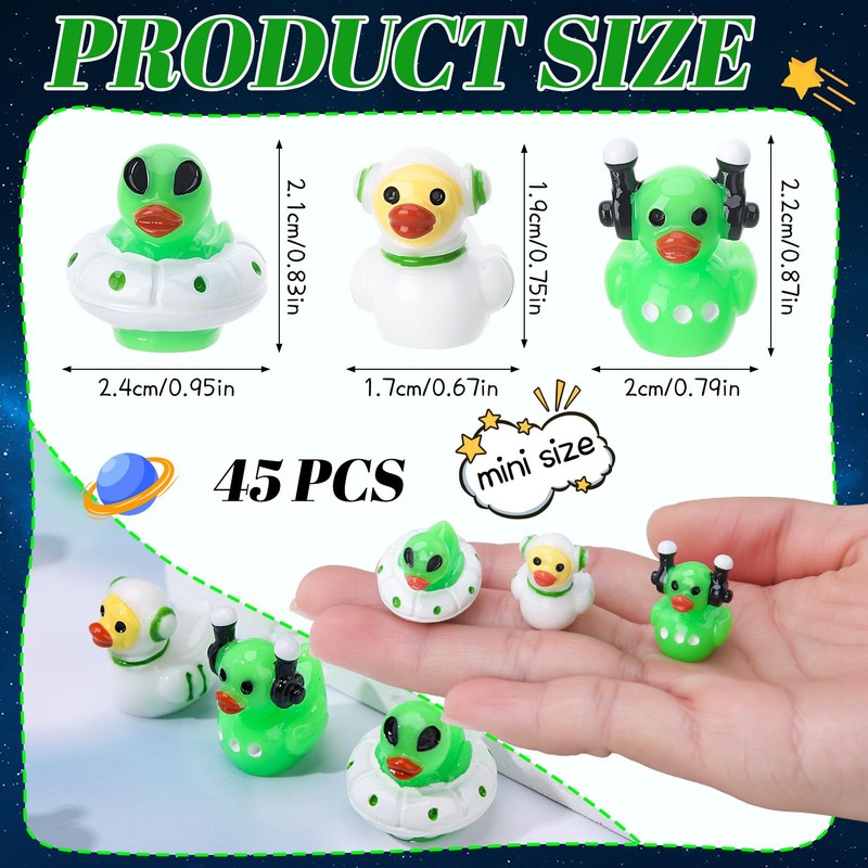 GGSTDDUP 45 Pcs Mini Resin Alien Ducks 3 Styles Tiny