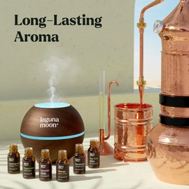 Lagunamoon Essential Oils Aromatherapy Set - 6 Oils for Diffusers, Home Care, Candle Making Scents, Fragrance, Humidifiers, Gifts - Peppermint, Tea Tree, Lavender, Eucalyptus, Orange (10mL)