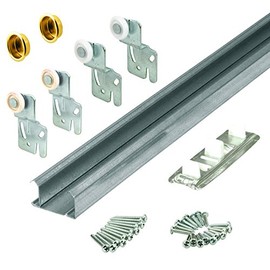 Prime-Line 161791 By-Pass Closet Track Kit, 48 In., 2-Door Hardware, Brass-Plated Pulls (1 Kit)
