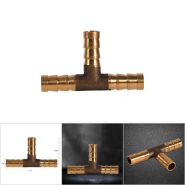 Headerbs 8 mm T Connector, T Piece Petrol Hose, 3-Way Hose Connector, Brass Tee 3-Way Fuel Hose Connector for Compressed Air Oil Gas Line (8 mm)