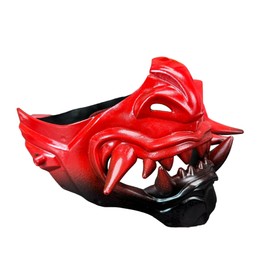 Beyond Collectibles Popular Japanese Monster Hannya Mask Demon Oni Samurai Half Face Shield (Red & Black), One size fit most