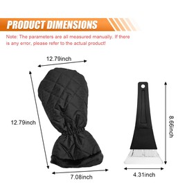 KITUREK Car Ice Scraper with Glove, Anti-Scratch Warm WITT, Car Windshield Frost Quickly Removal Tool, Comfortable Waterproof & Windproof Snow Scraper for Cars, Trucks, SUVs (Black)