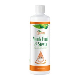 G-Sweetz Monk Fruit & Stevia Liquid Sweetener Drops - Natural Sweeteners & Sugar Alternatives - Delicious Blend with No Bitter Aftertaste - Concentrated Sweetener Liquid Drops Extract – 16 FL OZ (3200 Servings)