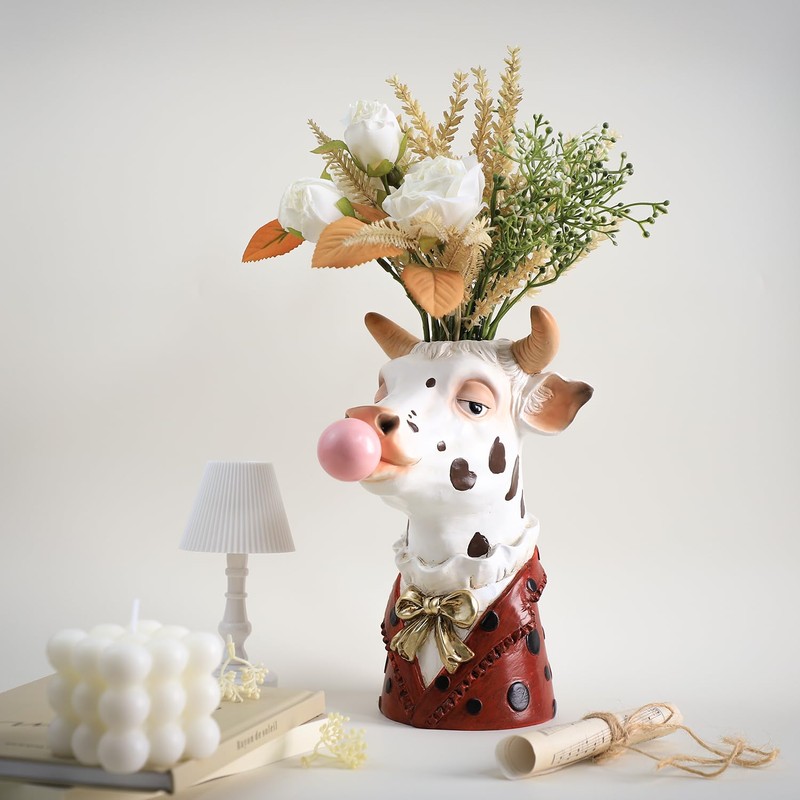 Blowing Bubble Art Vase, Animal Face Vase, Modern Home Decor