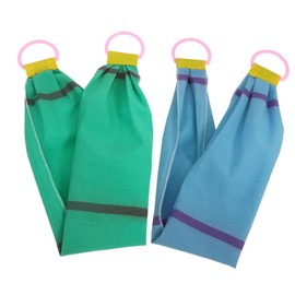 SAFIGLE 2Pcs Exfoliating Bath Towels Dual Sided Back Scrubber for Shower Gentle Body Cleaning Compact and Lightweight Design for Daily Use and Dead Skin Removal Green Blue