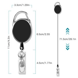 Retractable Key Ring, Pack of 3 Lanyard Extendable with Key Ring Carabiner - ID Holder Extendable ID Yo-Yo - ID Badge Reel for ID Badge Holder, Card Holder, Key Cards