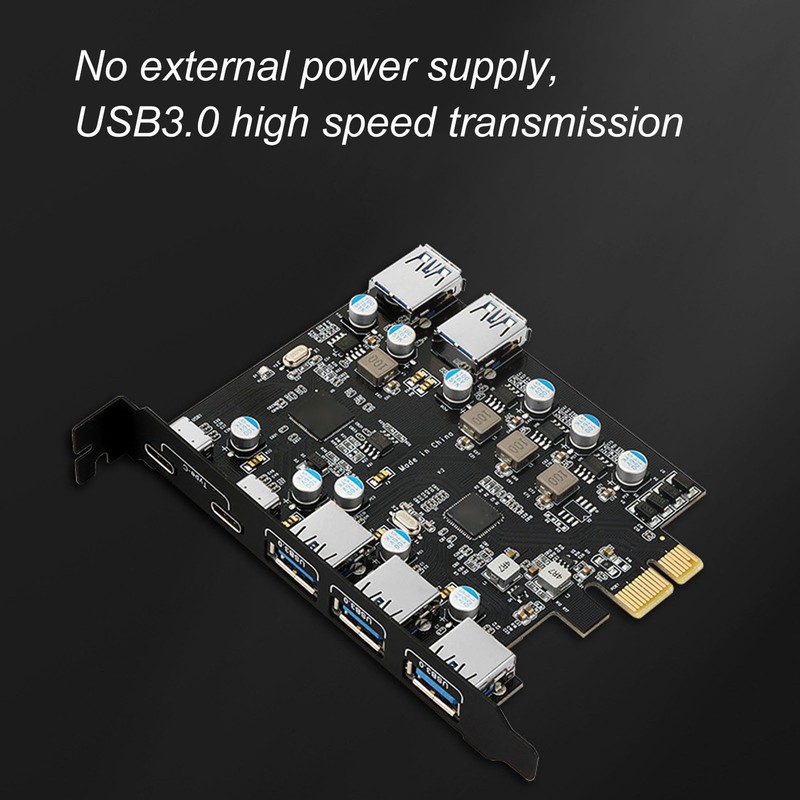 PCI E to USB Expansion Card 7 Ports 5Gbps USB