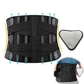 LHMNLU Cinturón de soporte de cintura para hombres y mujeres, soporte de espalda ajustable con almohadilla lumbar extraíble, cinturón de soporte de...