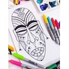 Tribal African Mask - Coloring Canvas For Adults, Stretched primed