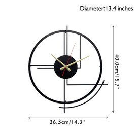 Ajqiomh Large Metal Wall Clocks for Living Room Decor, 14 inch Modern Decorative Clock, 3D Minimalist Silent Black Clock Decor for Kitchen, Office, Bedroom Livingroom