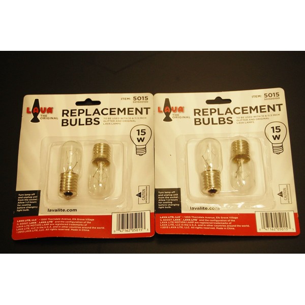 Lava Lite 5015-6 15 Watt Replacement Bulbs for 10-Inch Lava Lamps, 4-Pack