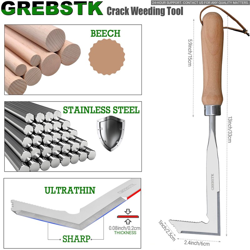 GREBSTK Crack Weeder Crevice Weeding Tool Stainless Steel Manual Weeder