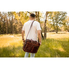 Gusti laptop bags business bag work bag Brown leather Men/Mens true leather - Ripley