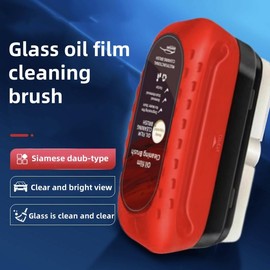 Glass Cleaning Board Automotive Oil Film Cleaning Brush Improves Clarity and Visibility (2 Brushes+Replenish 100ml) Free 4 Silent Silicone Mats for Closing Car Doors+1 Night Light Car Tattoo Sticker